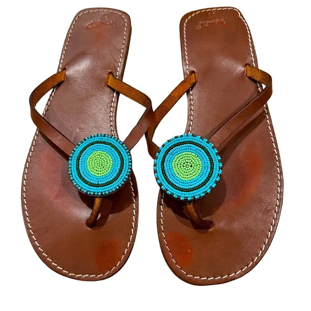 Beadle Disc Style Leather Sandals Size 8